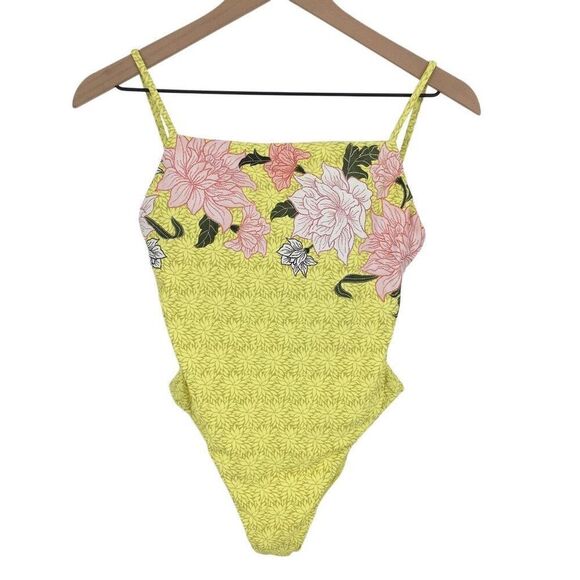 Seafolly Boheme Square Neck Maillot One Piece Swimsuit 6 Limelight Yellow NWT #P - Picture 1 of 13